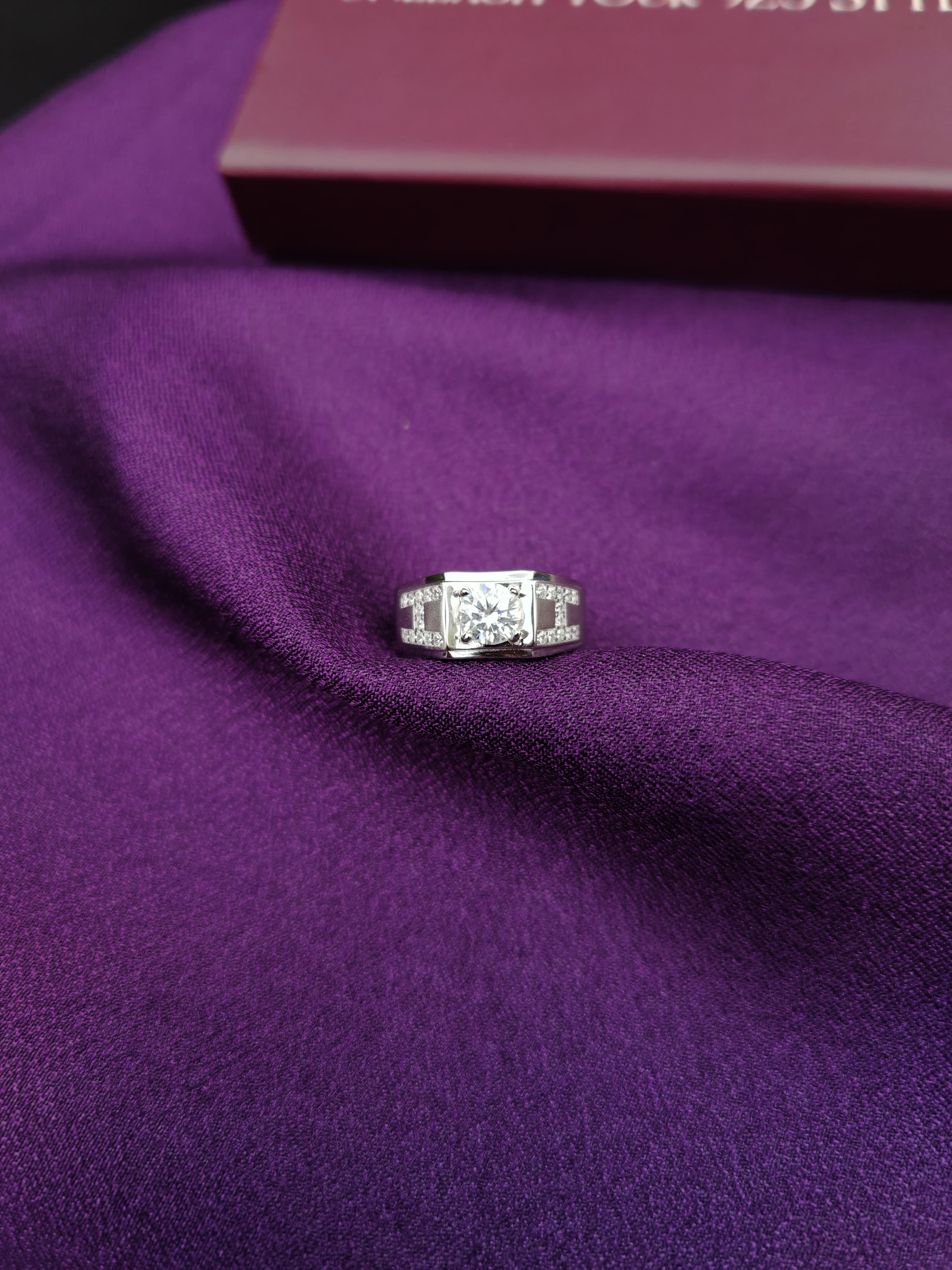 The Metropolis Men's Moissanite Ring.