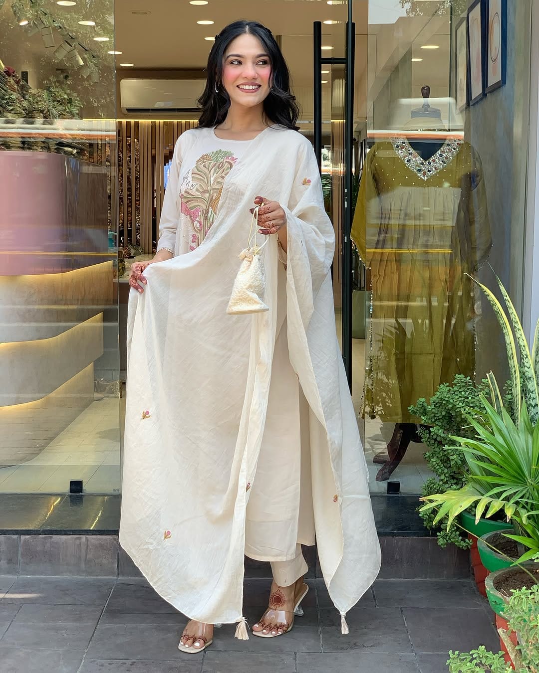 PURE VISCOSE REYON SLUB WITH SEQUENCE EMBROIDERY WORK | Kurti