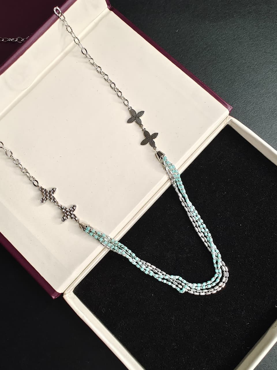 The Aqua Bloom Beaded Necklace.